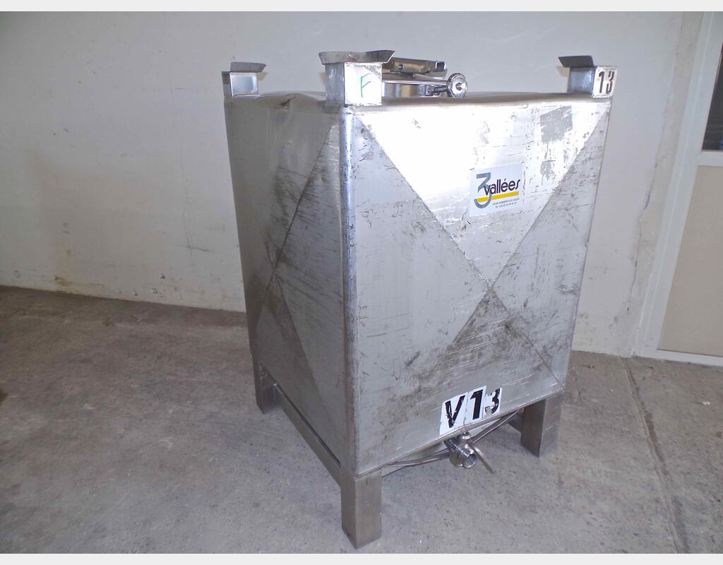 Conteneur INOX rectangulaire - Volume : 1000 litres