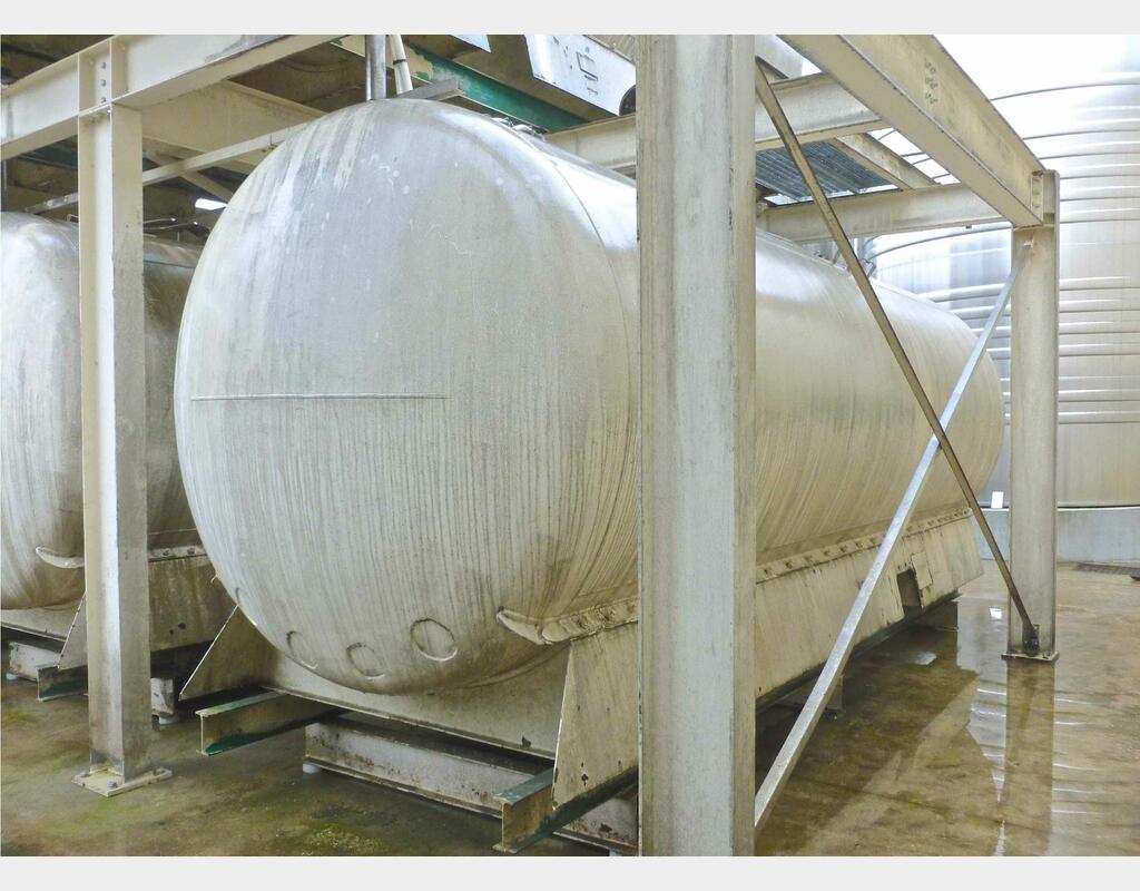 Cuve de stockage horizontale inox 316L - Volume : 200 hls (20 000 litres)