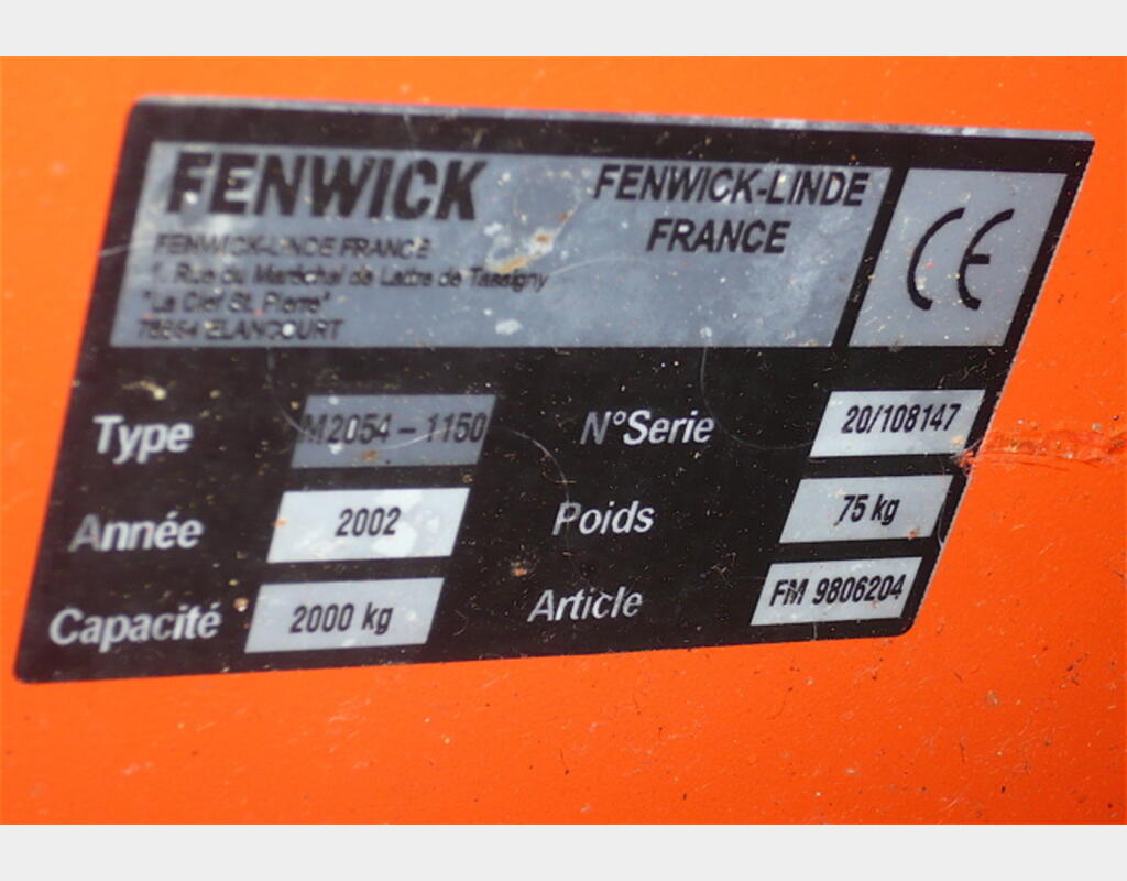 Transpalette : 2 tonnes maxi - Marque : FENWICK