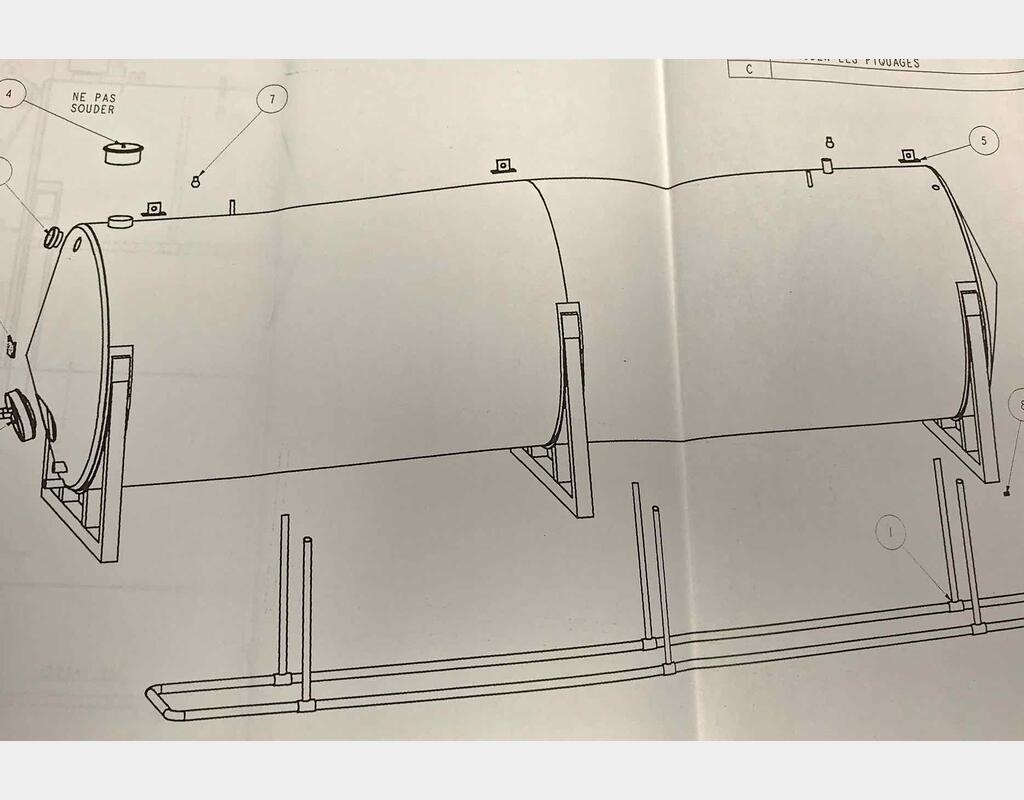 Cuve inox 316L horizontale - Volume : 150 hls (15000 litres)