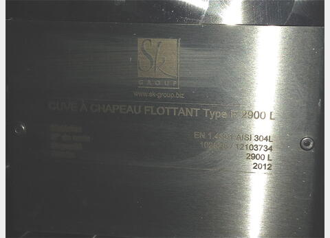 Cuve à chapeau flottant en INOX 304L - Volume : 2900 litres