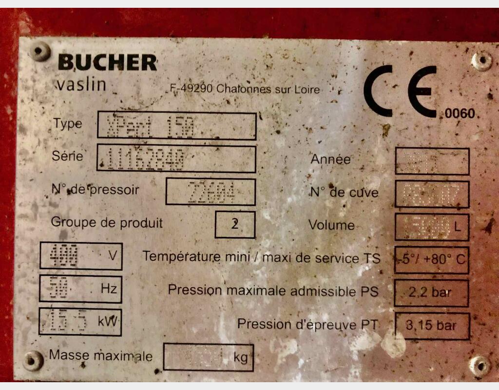 Pressoir pneumatique - Xpert 150 - Année 2011