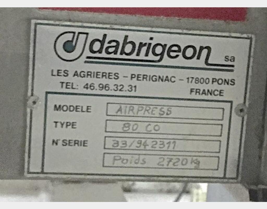 Pressoir pneumatique - Marque : Dabrigeon