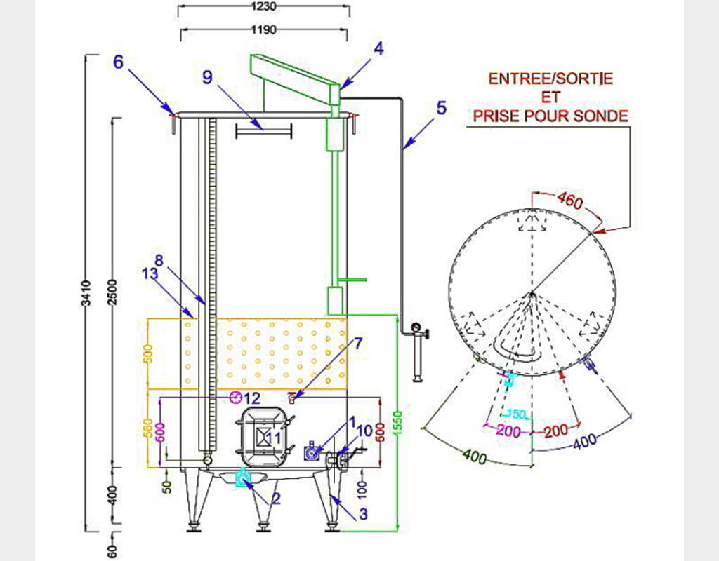 Cuve INOX chapeau flottant - avec ceinture de refroidissement