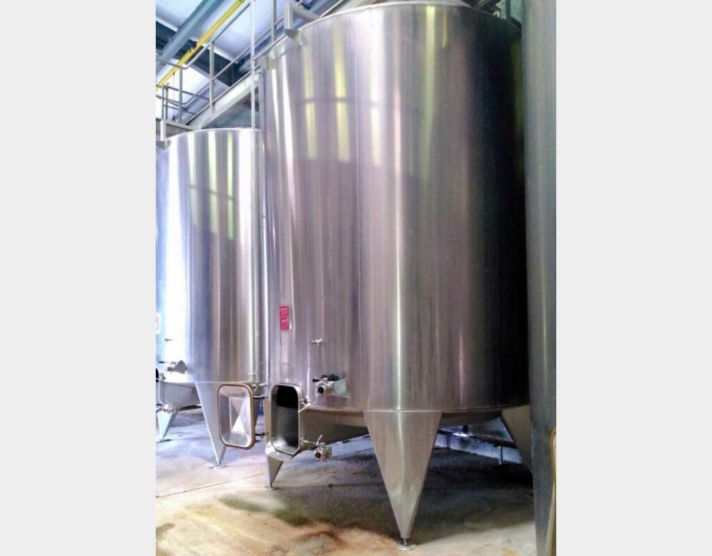 304 stainless steel vinification tank - Flat bottom - On legs