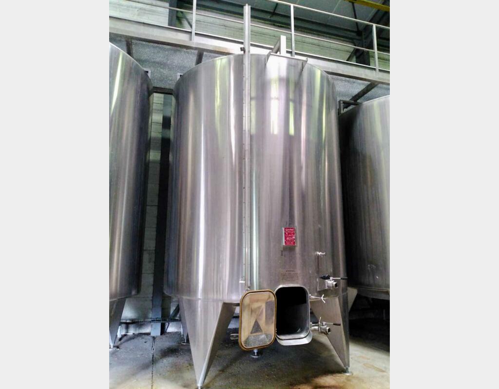 304 stainless steel vinification tank - Flat bottom - On legs