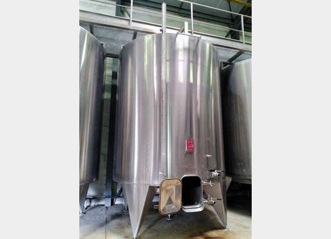 304 stainless steel vinification tank - Flat bottom - On legs