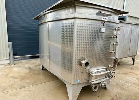 Rectangular 304 stainless steel tank - Sloping bottom on feet