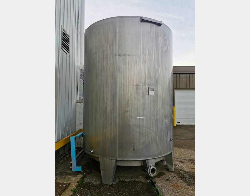 Cylindrical 304 stainless steel tank - Conical bottom on feet