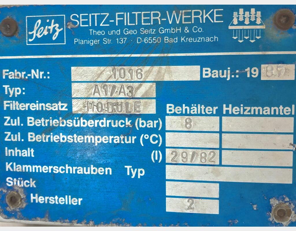 Palette de filtration SEITZ(PU 1210)