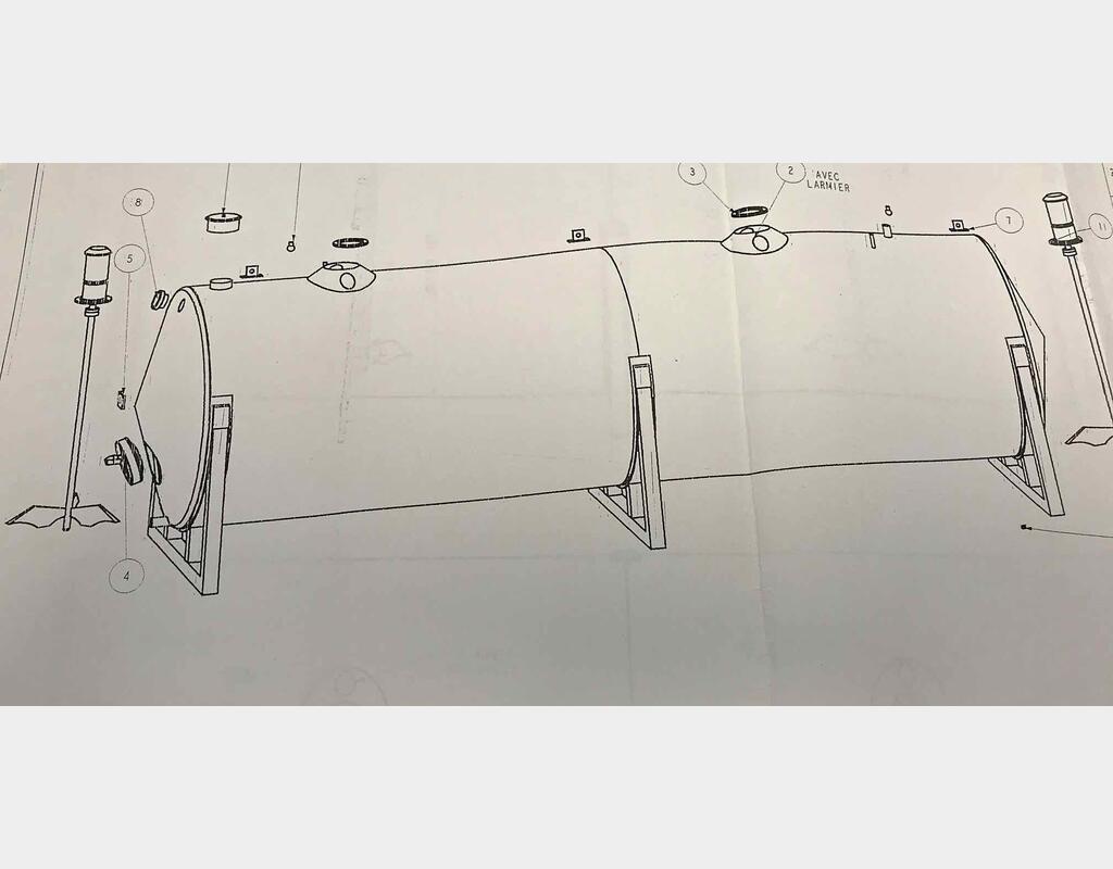 Cuve de mélange inox 316L horizontale - Volume : 150 hls (15000 litres)