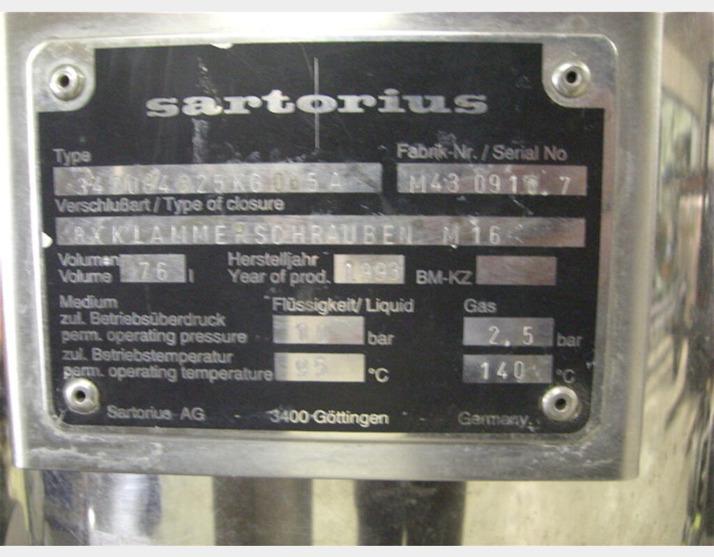 Filtre lenticulaire en INOX - Marque : SARTORIUS.